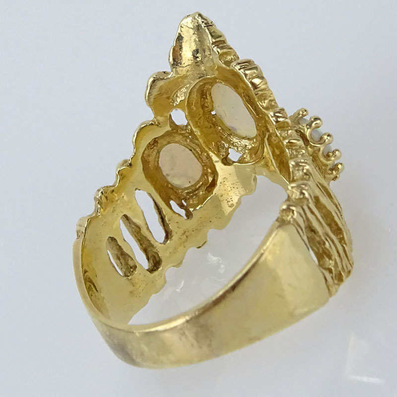 Vintage 14 Karat Yellow Gold and Three (3) Opal Ring.