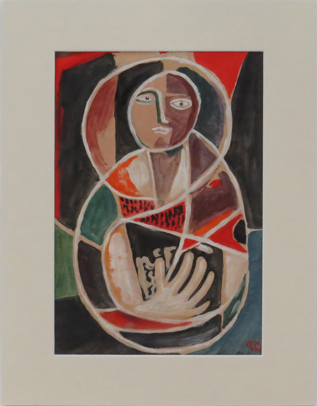 20th Century Russian School Gouache On Paper "Abstract Figural Composition" Bears Initials (Cyrillic) and dated '930.
