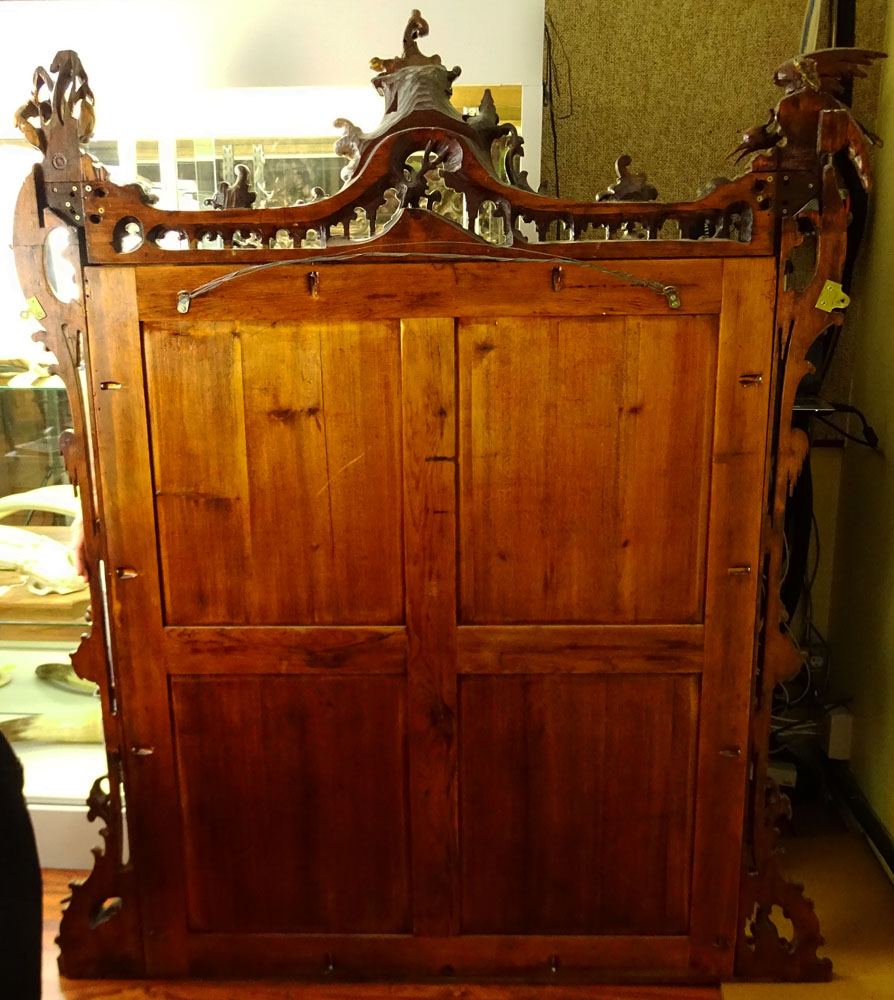 Large Renaissance style Carved Wood Beveled Wall Mirror.