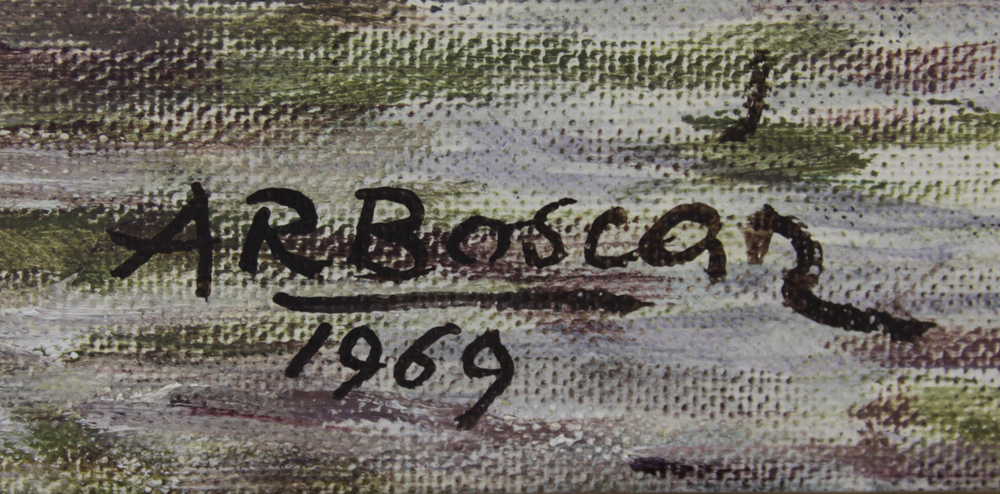 Antonio Raul Boscan "Reflejos en Rio Cupira" Abstract Oil on Canvas Signed Lower Right. 