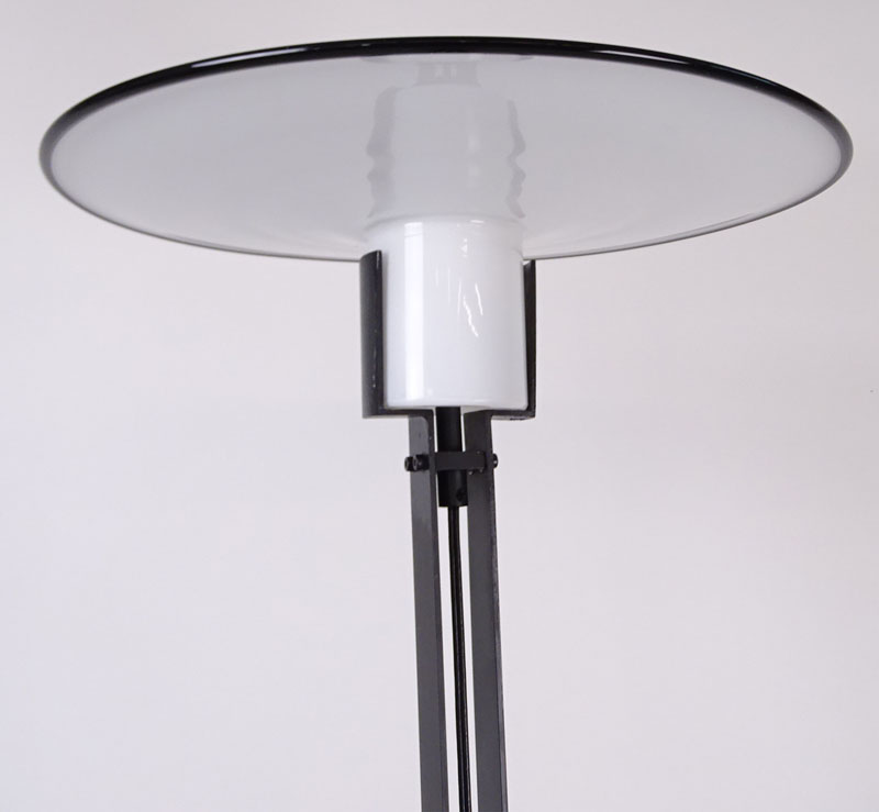 VeArt (Italian, XX) Modernist Lampada da Terra (floor lamp). Painted metal frame with white and black trimmed art glass shade. 