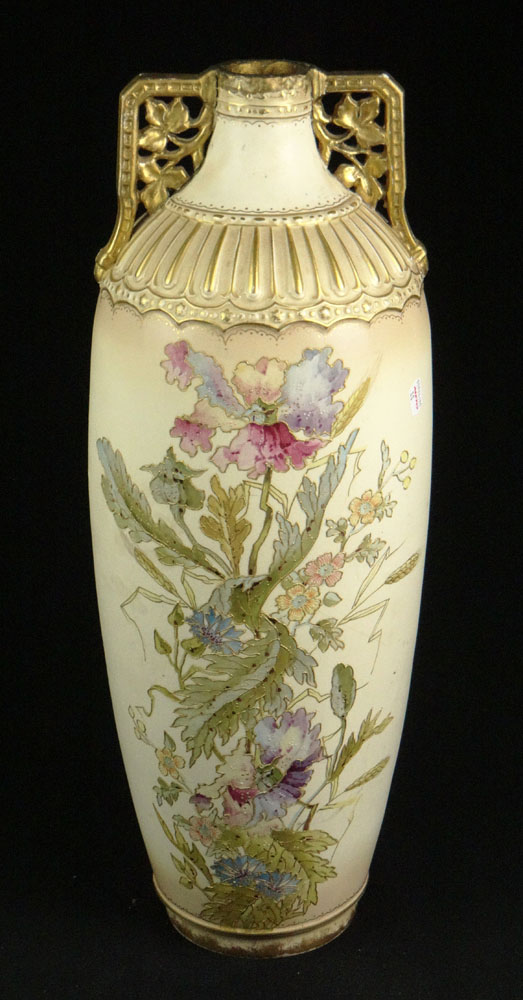 Large Early 20th Century Possibly German Royal Bonn Painted and Gilt Porcelain Vase.