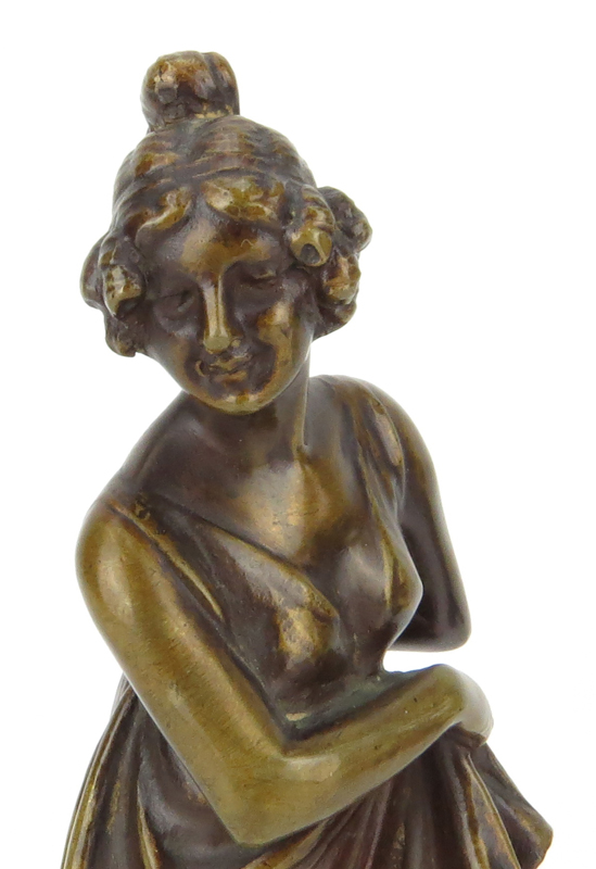 Modern Bronze Figurine on Onyx Base. Signed Bouc?