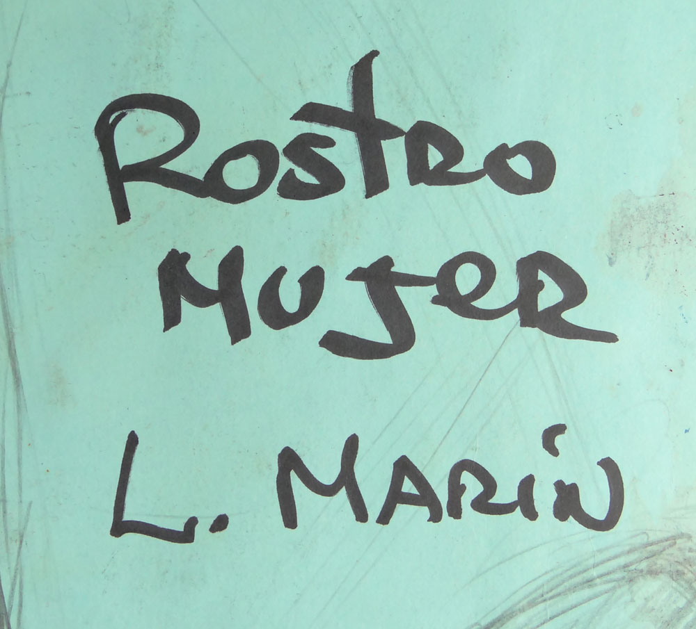 Luis Martin Marin, Cuban (born 1948) 1989 Acrylic on Paper, Portrait. Pencil Drawing en verso "Rostro Mujer".