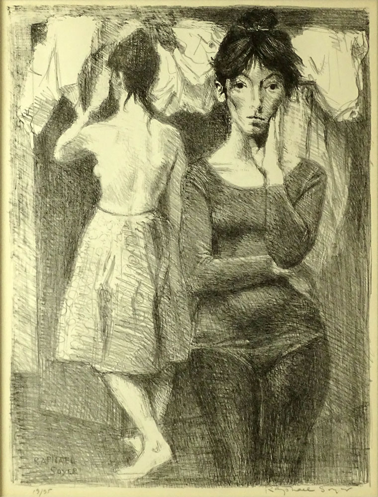 Raphael Soyer, American (1899-1987) Lithograph. "Young Dancers".