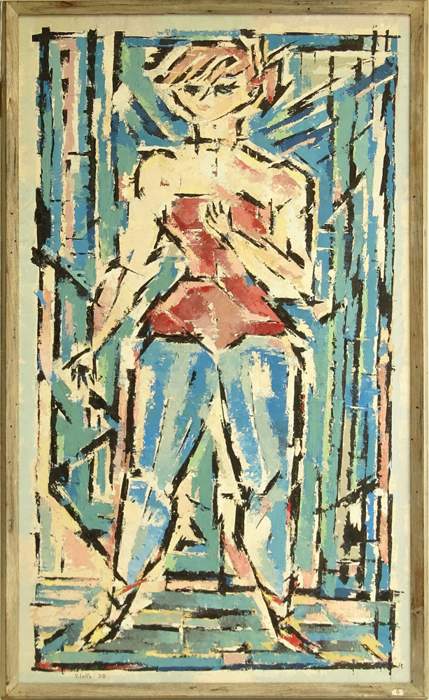 Victor Laks, French (1924) Oil on masonite "The Little Dancer" Signed V. Laks '53 Lower Left. 