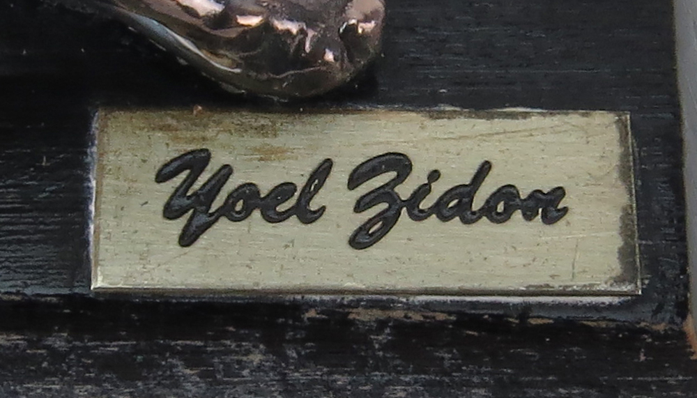 Yoel Zidon Sterling Silver "Fiddler on the Roof" on Wooden Base. 