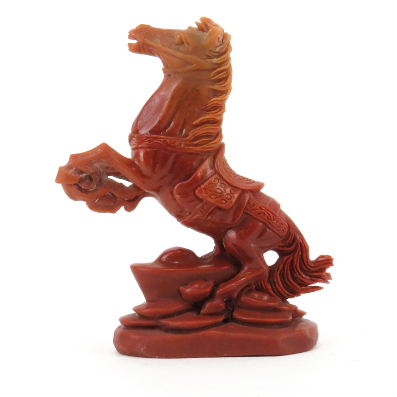 Hand Carved Chinese Natural Shoushan Stone Horse Figurine.