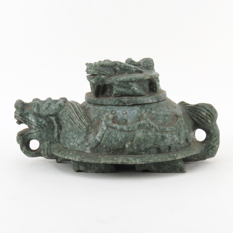 Chinese Stone Carved Figural Dragon Censer.