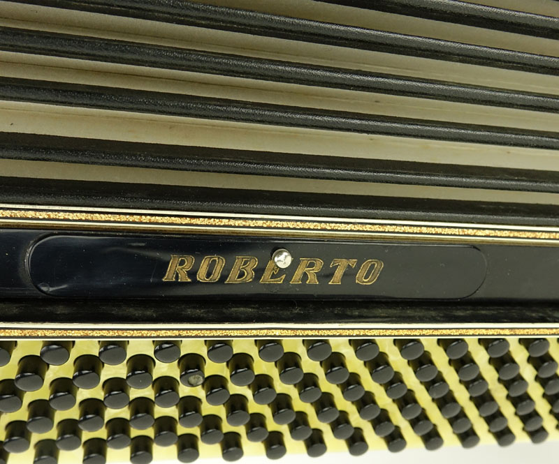 Vintage Roberto Mother of Pearl Accordion in Excelsior Traveling Hardcase.