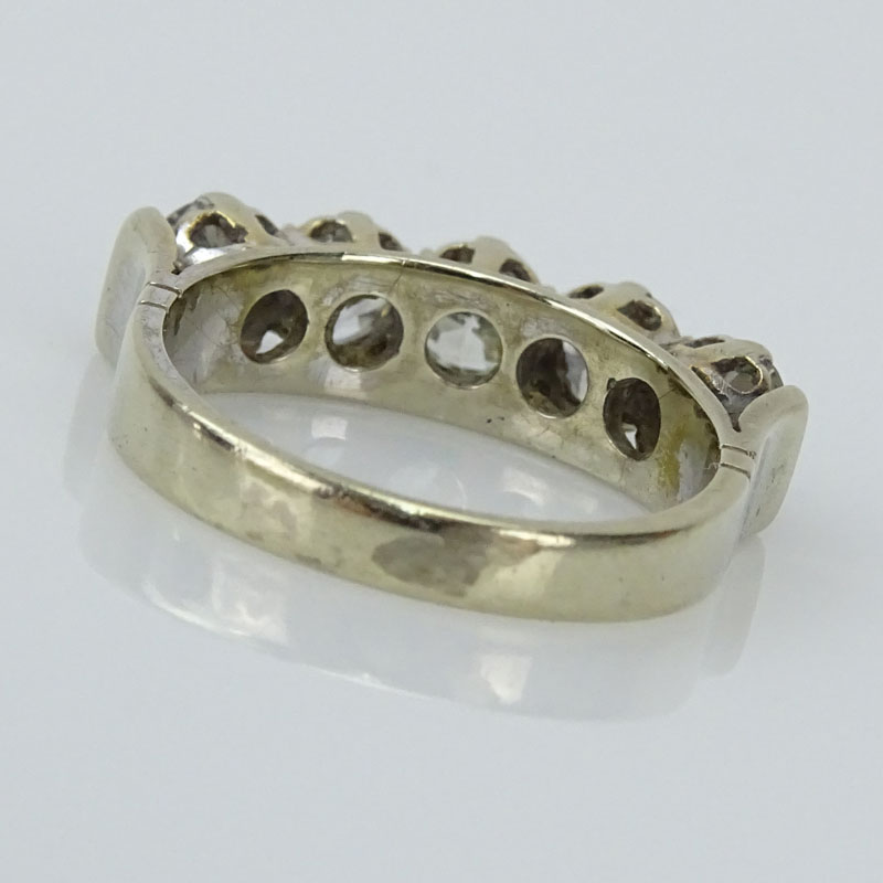 Vintage Approx. 2.2 Carat TW Round Brilliant Cut Diamond and 18 Karat White Gold Five Stone Ring.