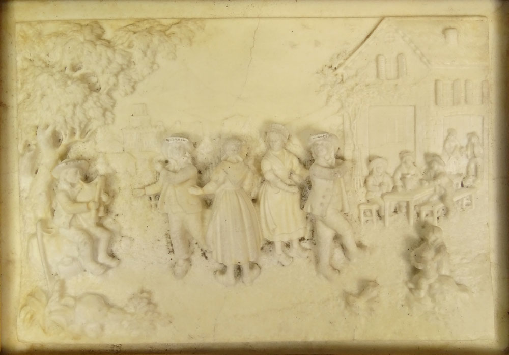 Vintage Faux Marble Relief Plaque. Unsigned. Minor Hairline or in Good Condition.