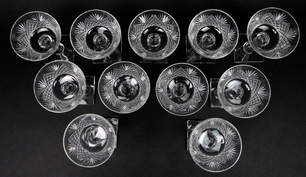 Eleven (11) Vintage Hawkes Cut Crystal Champagne Coupes.