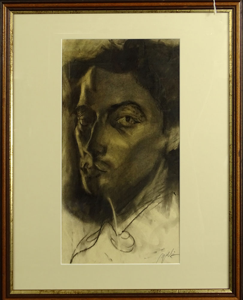 Circa 1930's Two Sided Ink and Charcoal Illustration- Portraits of Salvador Dali and Max Ernst.