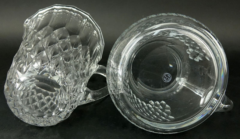 Two French Crystal Pitchers. Includes Baccarat "Armagnac" and Val St Lambert "Imperial".