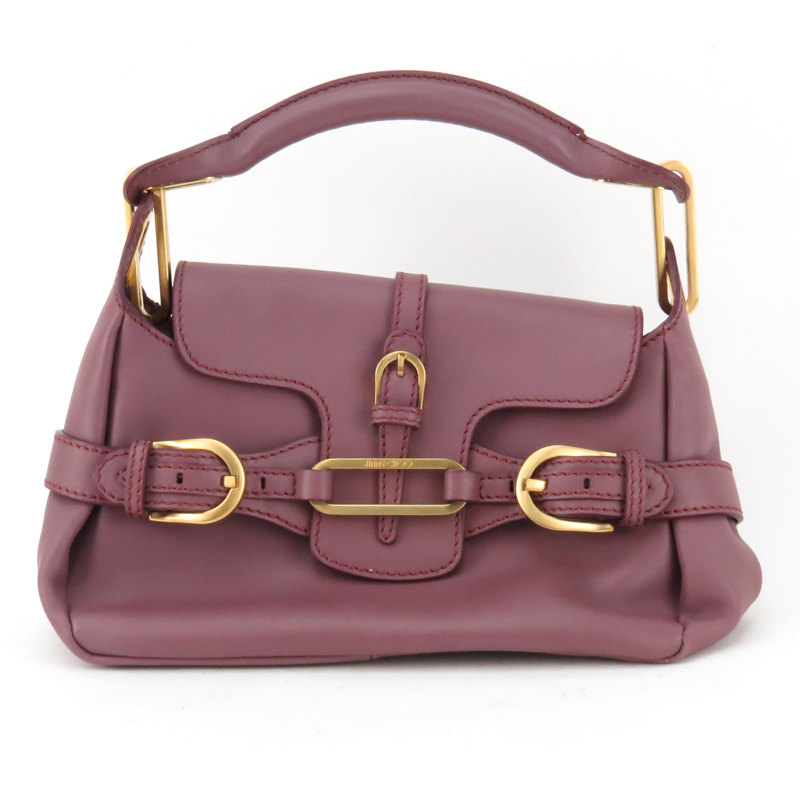 Jimmy Choo Purple Brown Leather Tulita Bag.