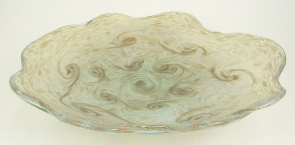 Vintage Art Glass Free-Form Shallow Bowl/Centerpiece.