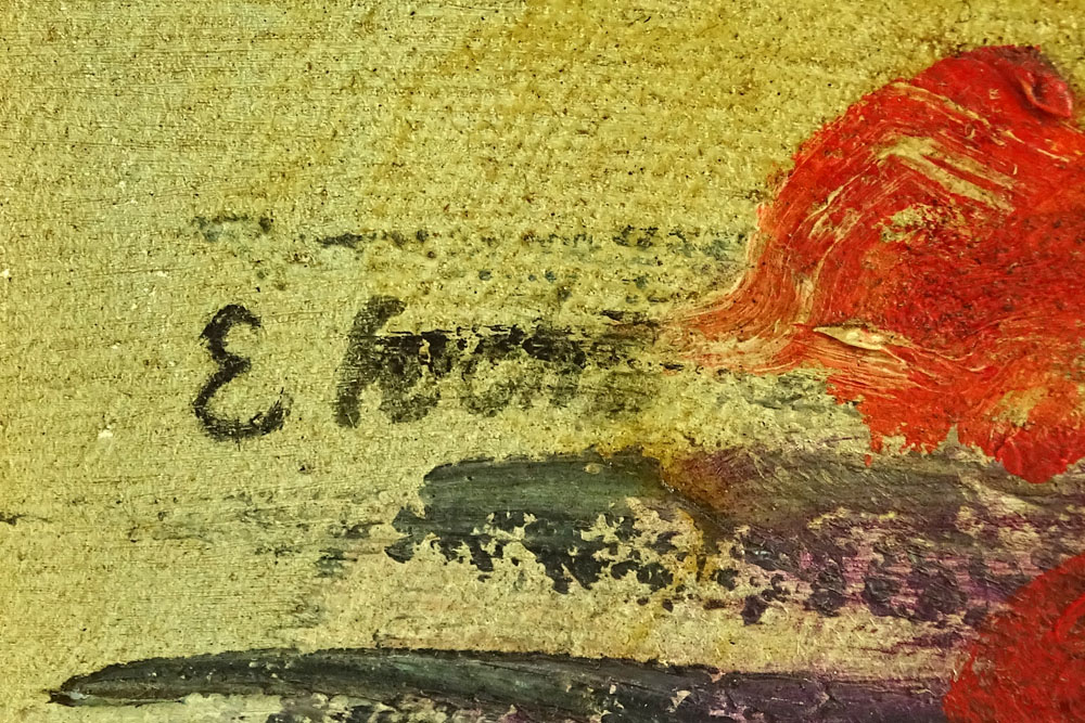 Elizabeth Fuchs (20th C) Oil on canvas "Still Life of Tulips" Signed lower left. 