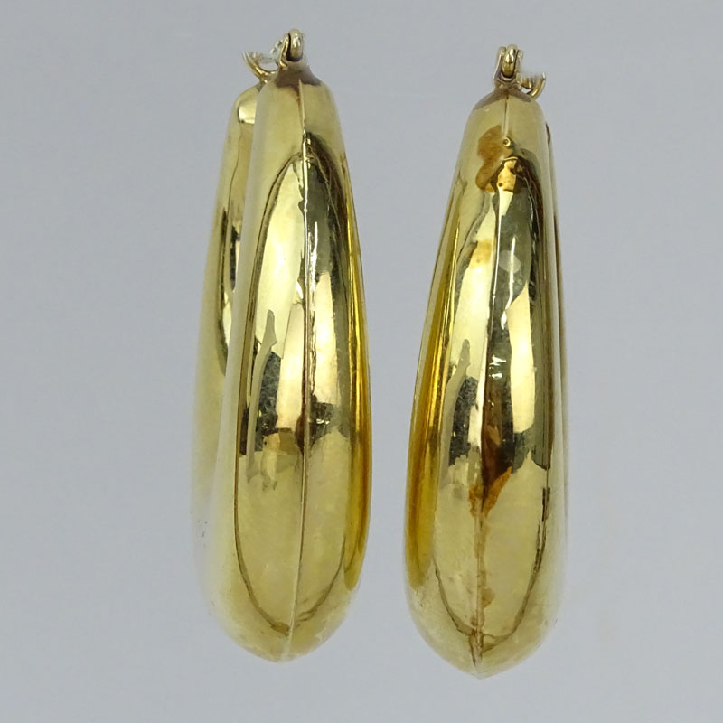 Vintage 10 Karat Yellow Gold Large Hoop Earrings.