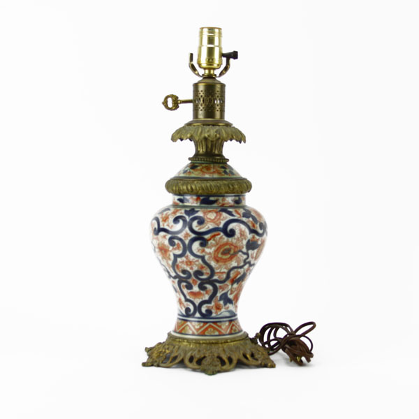 Antique Bronze Mounted Japanese Imari Porcelain Covered Jar As Lamp.