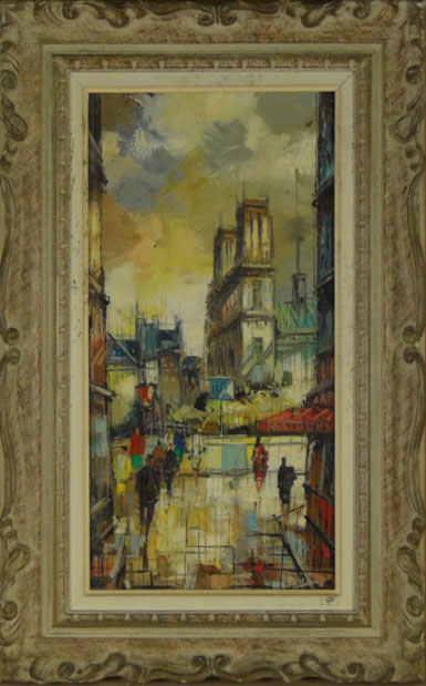 Mid 20th Century Paris School Street Scene.