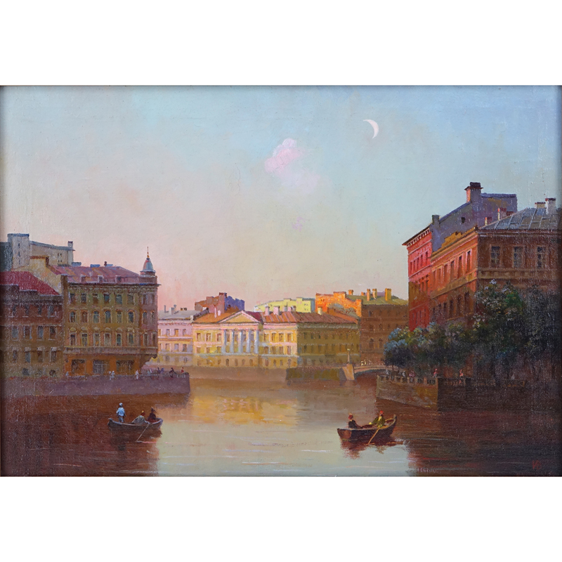 Ivan Vasiliev, Russian Federation (born 1930- ) Oil on Canvas "Prajka River".  