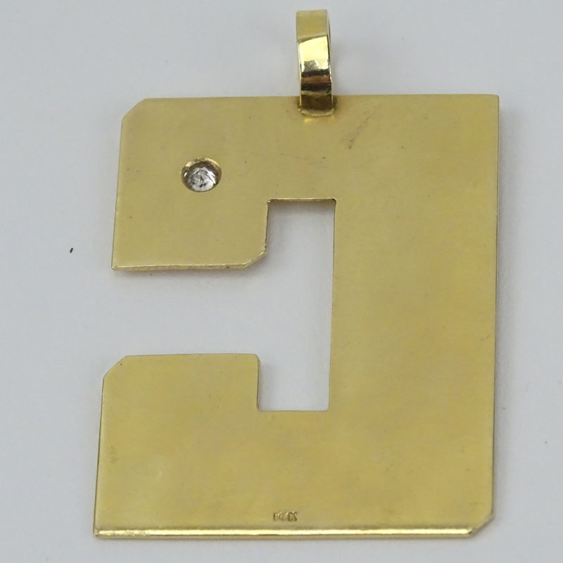 Vintage 14 Karat Yellow Gold Letter "C" Pendant with Round Brilliant Cut Diamond Accent.