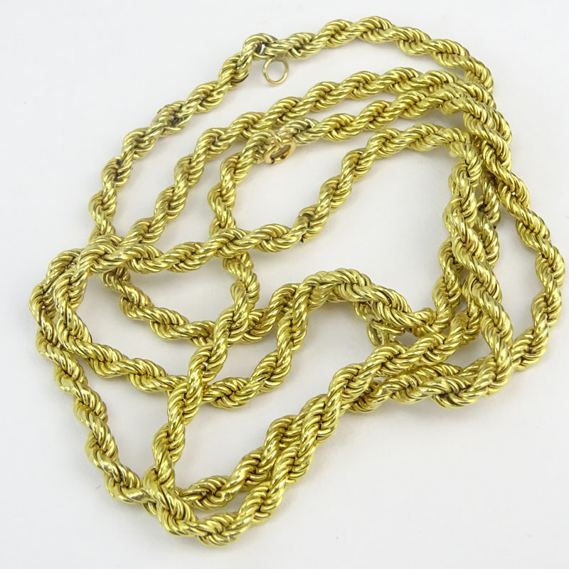 Vintage Italian 14 Karat Yellow Gold Rope Chain.