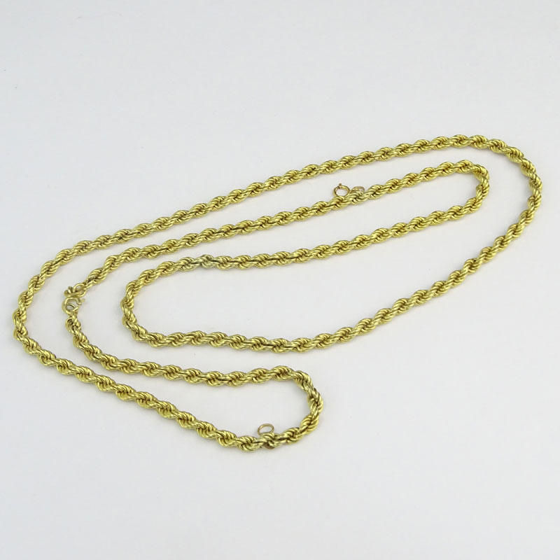 Vintage Italian 14 Karat Yellow Gold Rope Chain.