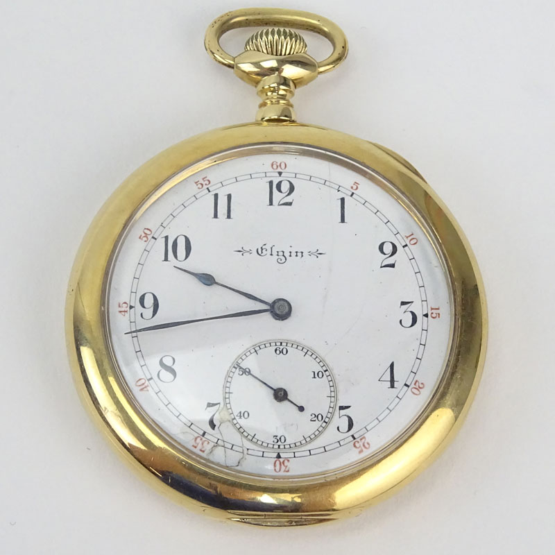 Antique Elgin 14 Karat Yellow Gold Pocket Watch.
