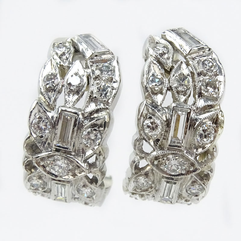 Vintage Approx. 2.25 Carat TW Diamond and Platinum Earrings.