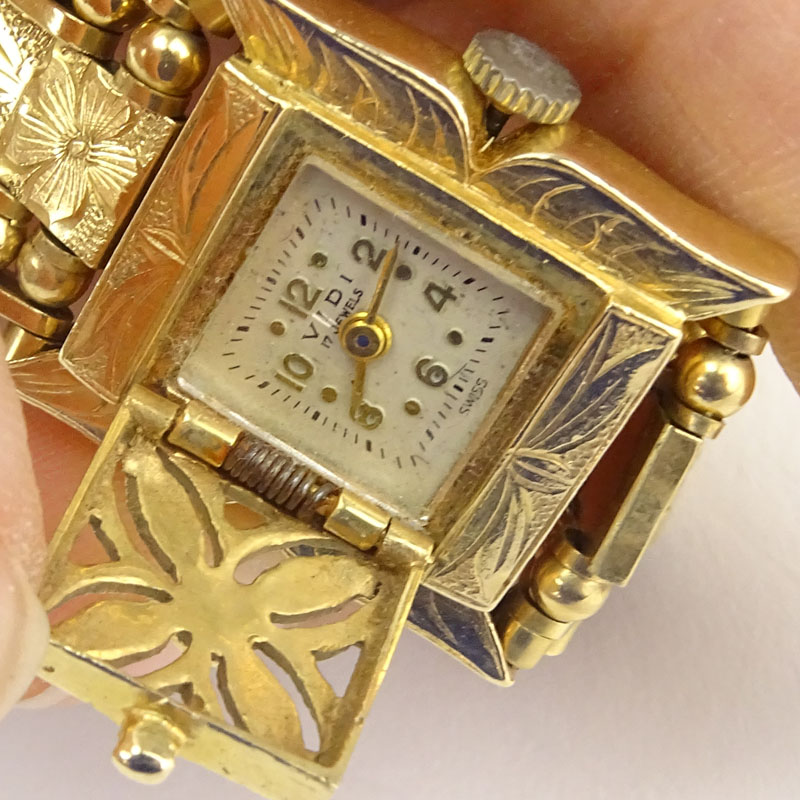 Vintage Vidi 14 Karat Yellow Gold Bracelet Watch with Swiss Manual Movement.