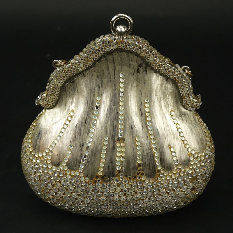 Vintage Judith Leiber Silver Tone And Crystal Evening Bag.