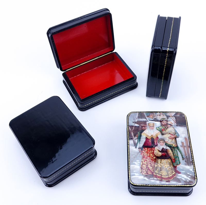 Collection of Five (5) Russian Fairy Tale Lacquered Boxes.