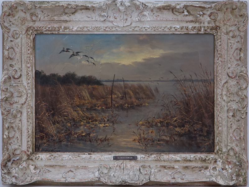 D. Akkerman, Dutch (19/20th C) Oil on canvas "Dutch Marsh". 