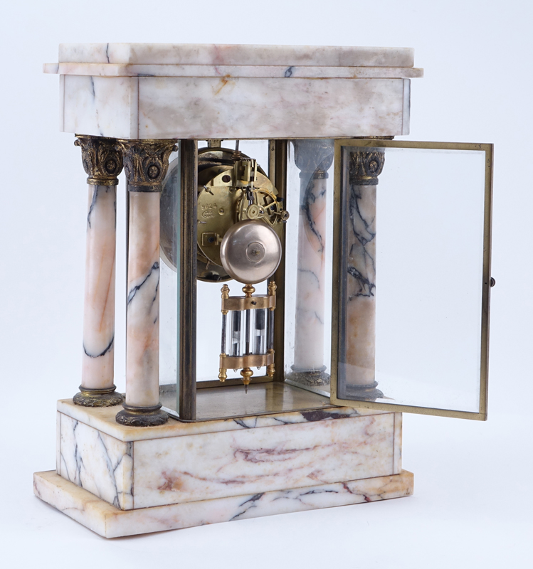 Antique French Marble Regulator Column Clock.