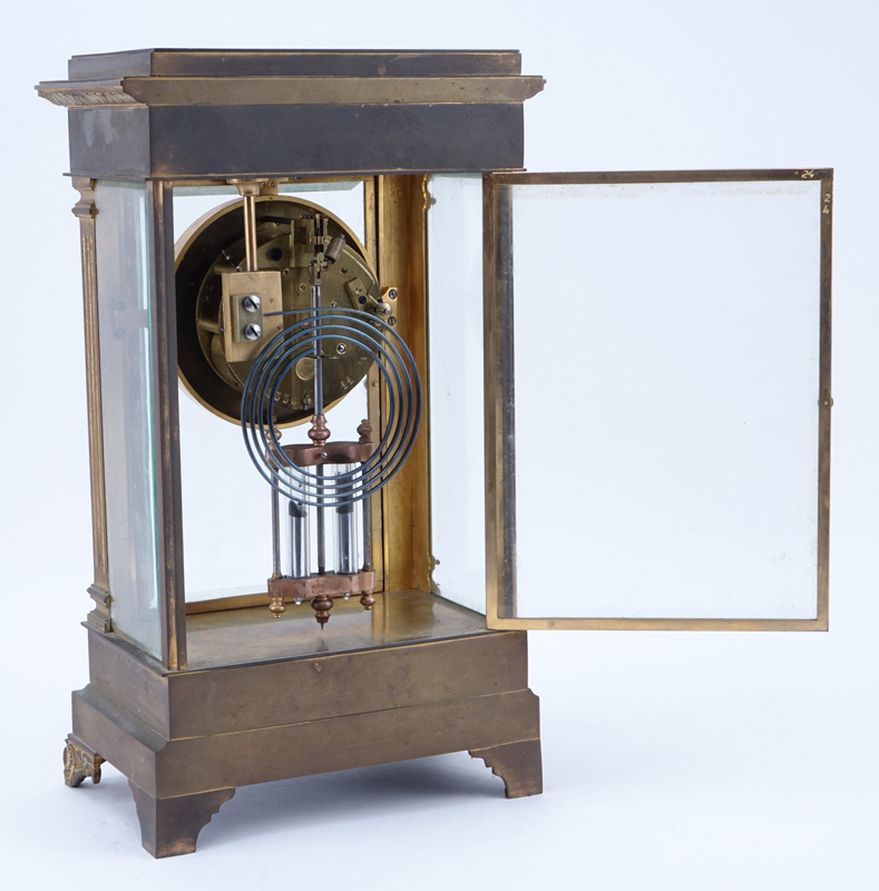 Antique French Charles Oudin Gilt Brass Regulator Mantle Clock.
