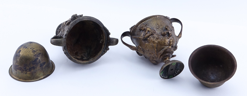 Two (2) Small Bronze Figural Urns.