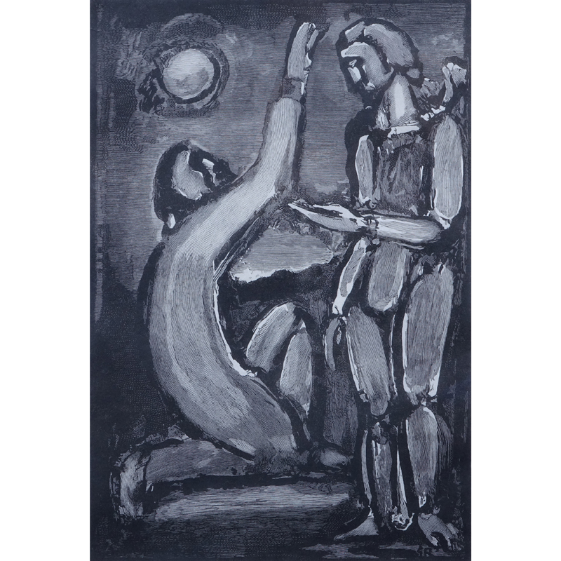 Georges Rouault, French (1871-1958) "Adoration" Woodcut on Paper, Signed "GR" Lower Right.