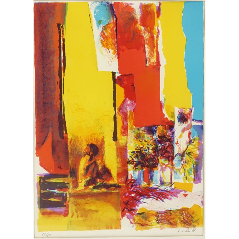 Nicola Simbari, Italian (1927 - 2012) Color lithograph "Yellow Wall".