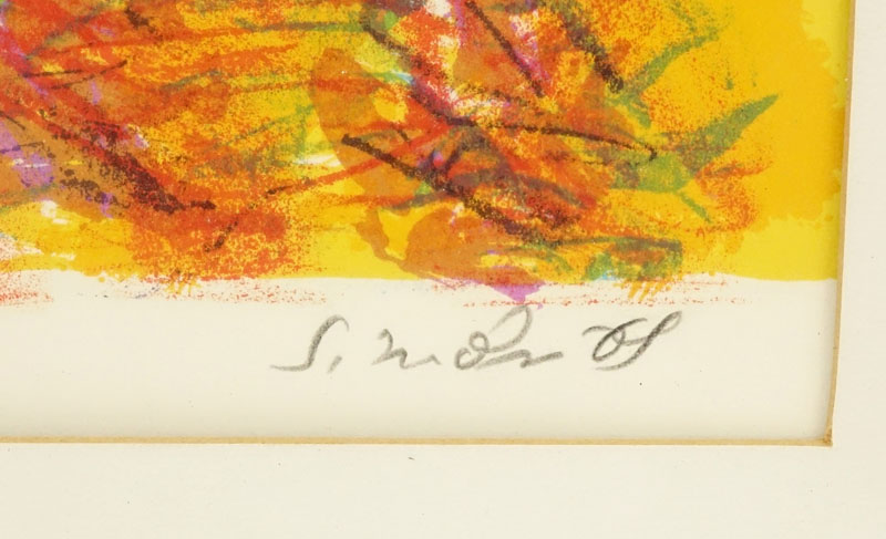 Nicola Simbari, Italian (1927 - 2012) Color lithograph "Yellow Wall".