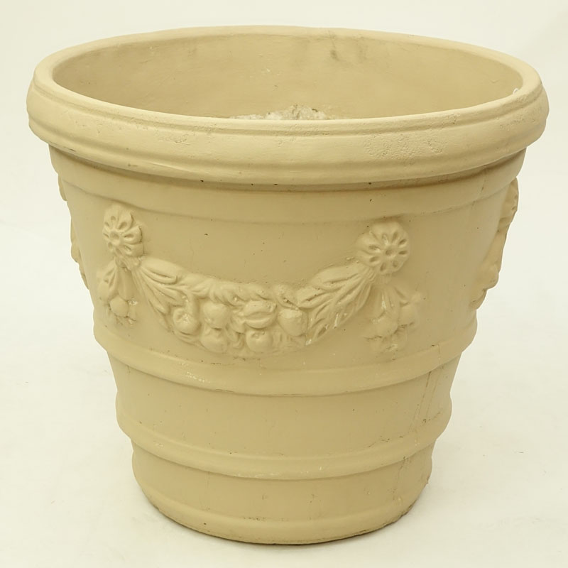 Pair of Italian Style Painted Cast Faux Stone Planter.