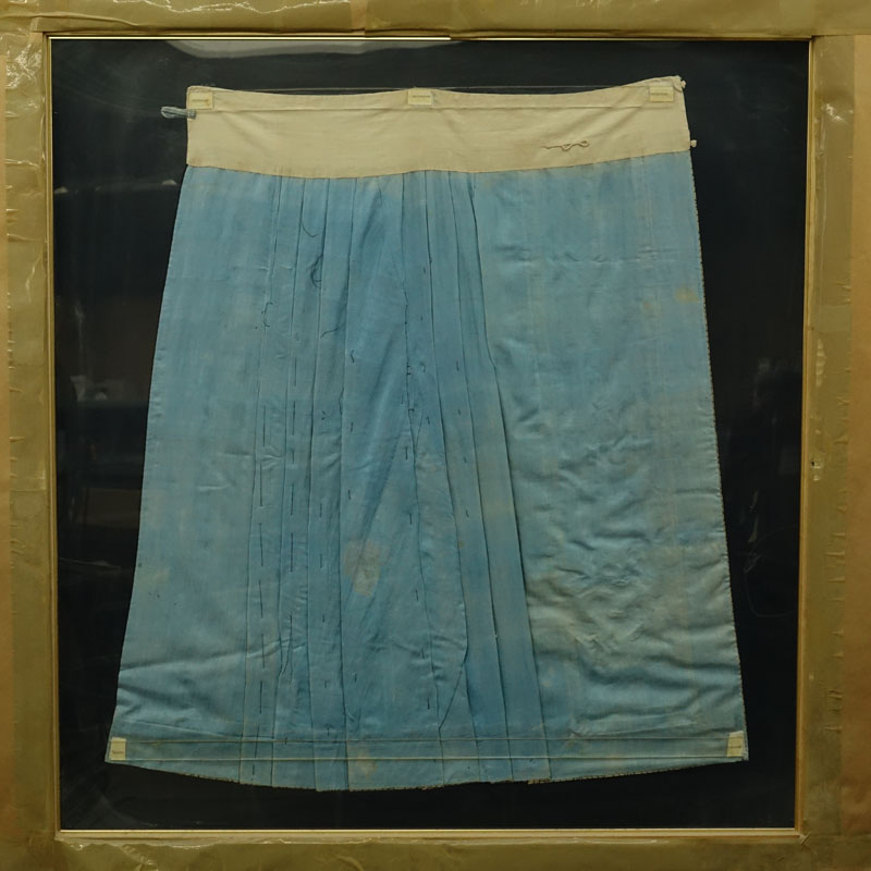 19th Century Chinese Silk Embroidered Pleated Skirt in Frame.