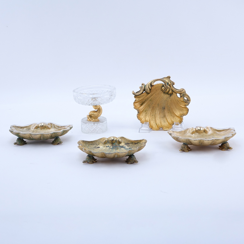 Group of Five (5) Sherle Wagner Gold Plated Bathroom Accessories.
