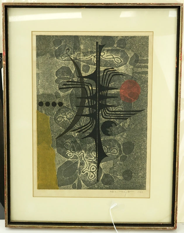 Fumio Fujita, Japanese (b. 1933) Abstract Color "70-C" Woodblock on Paper. 
