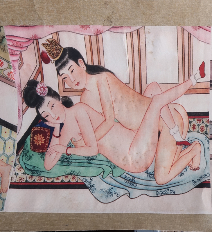 Two (2) Antique Japanese Erotica Shunga Scrolls.