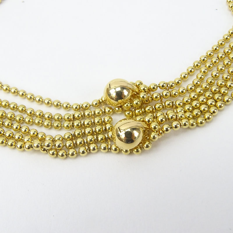 Vintage Cartier 18 Karat Yellow Gold Multi Strand Bead Choker Necklace.