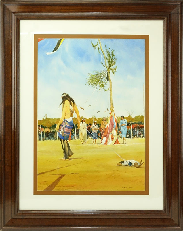 William Nelson, American (born 1942) Watercolor on paper "Oglala Sioux Sun Dance - Pine Ridge, S.D. Aug 6, 1972".