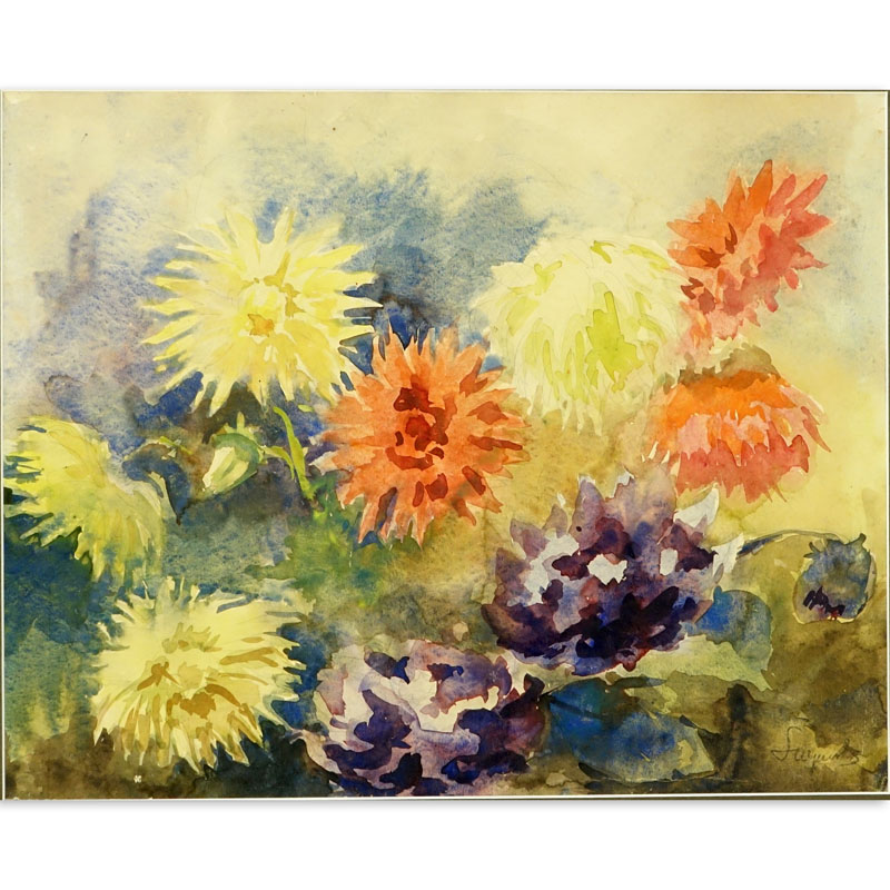 Leon Wyczolkowski, Polish (1852-1936) Watercolor, Flowers. 