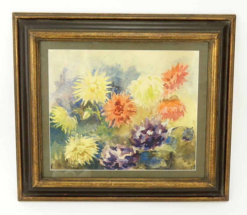 Leon Wyczolkowski, Polish (1852-1936) Watercolor, Flowers. 